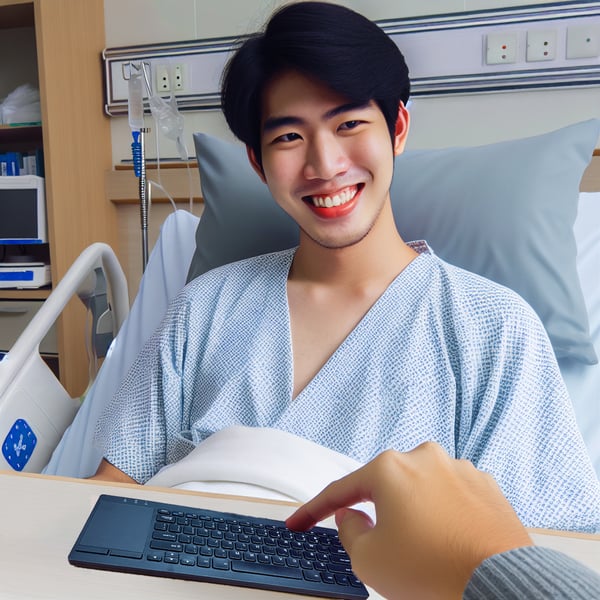 patient smiling wireless keyboard